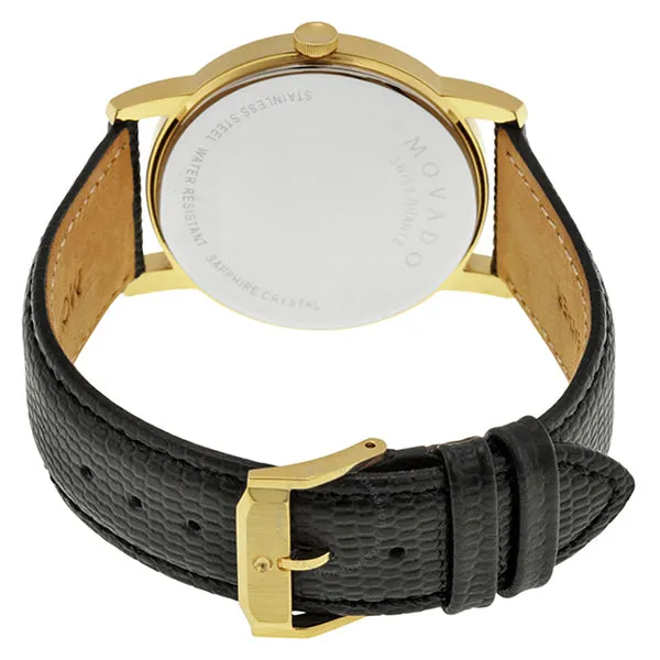 Movado Museum Classic Black Leather Black Dial Quartz Watch for Gents - 2100005