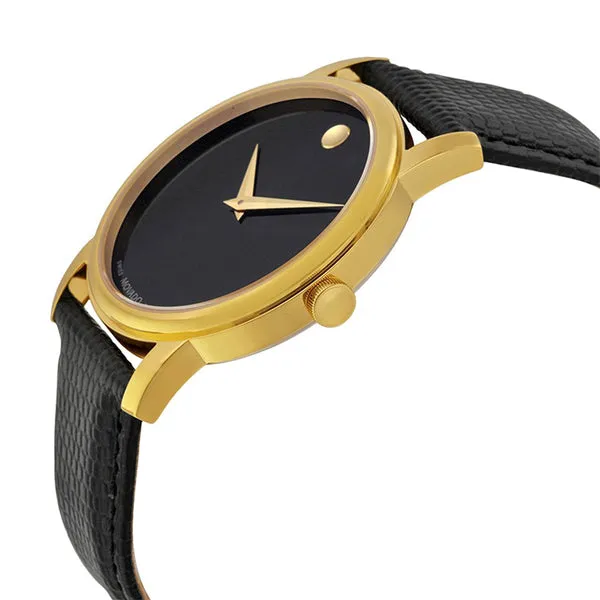 Movado Museum Classic Black Leather Black Dial Quartz Watch for Gents - 2100005