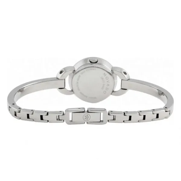 Movado Rondiro Silver Stainless Steel Black Dial Quartz Watch for Ladies - 606798