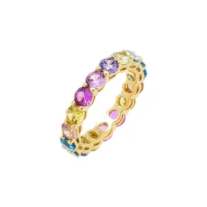Multi Color Solitaire Eternity Band Ring