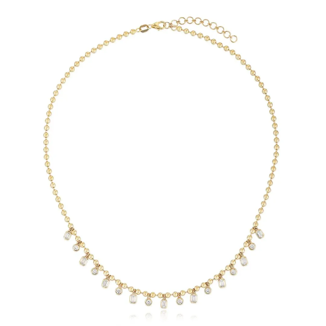Multi Shape Diamond Bezel Ball Chain