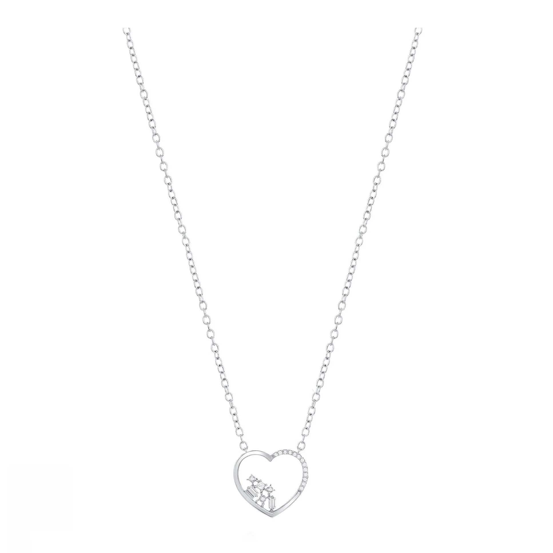 Multi-Shaped Diamond Heart Necklace