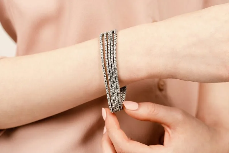 Multi Strand Flexible Diamond Tennis Bracelet Lab-Grown Diamond with 10.23 ct.(finished) 2mm