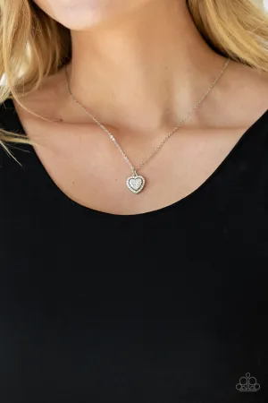 My Heart Goes Out to You - White - Rhinestone Heart Paparazzi Short Necklace