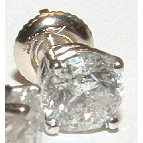 Natural Earth Mined Diamonds 3.01 Carats Stud Post Earrings Studs
