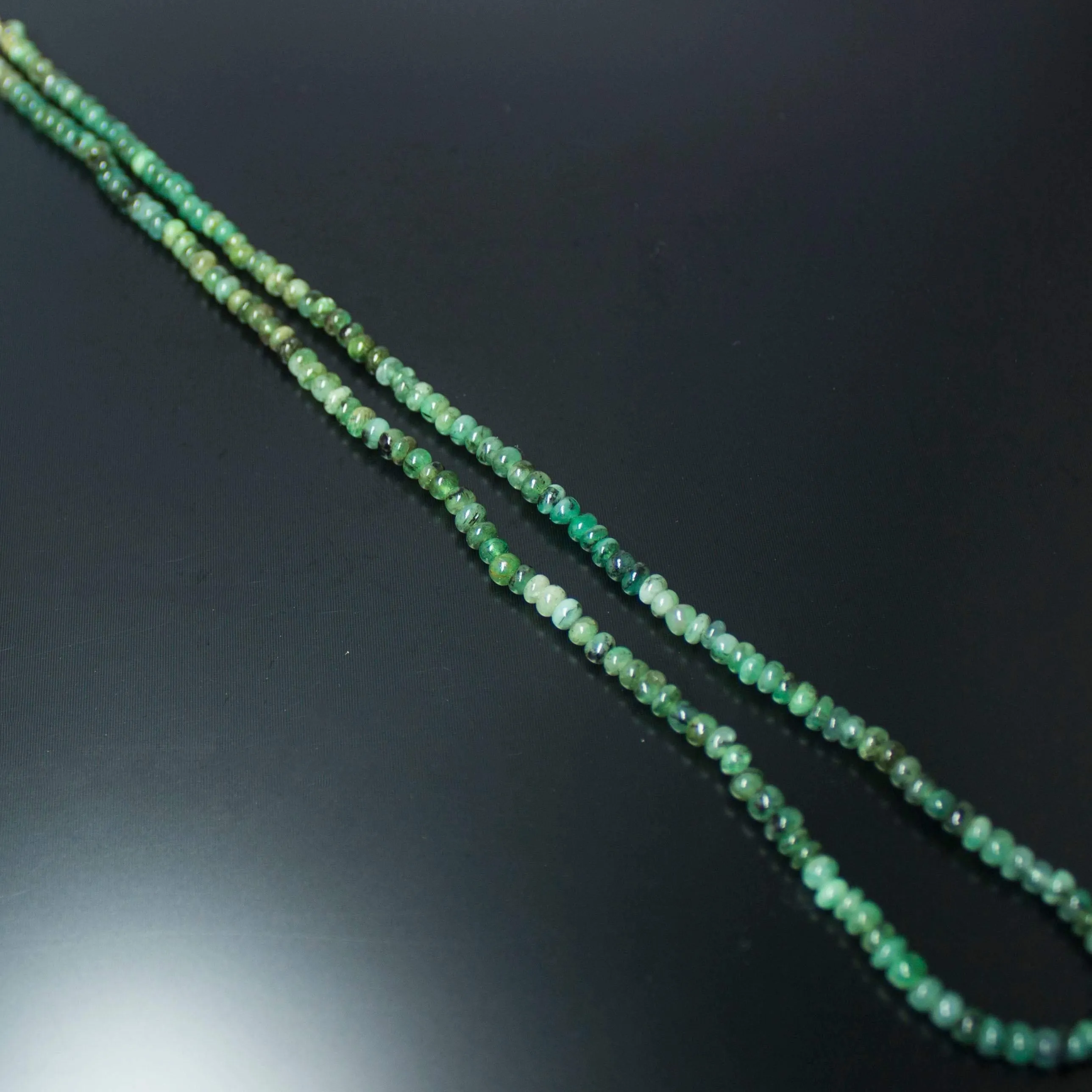 Natural Green Emerald Smooth Rondelle Necklace 3mm 4mm 18inches