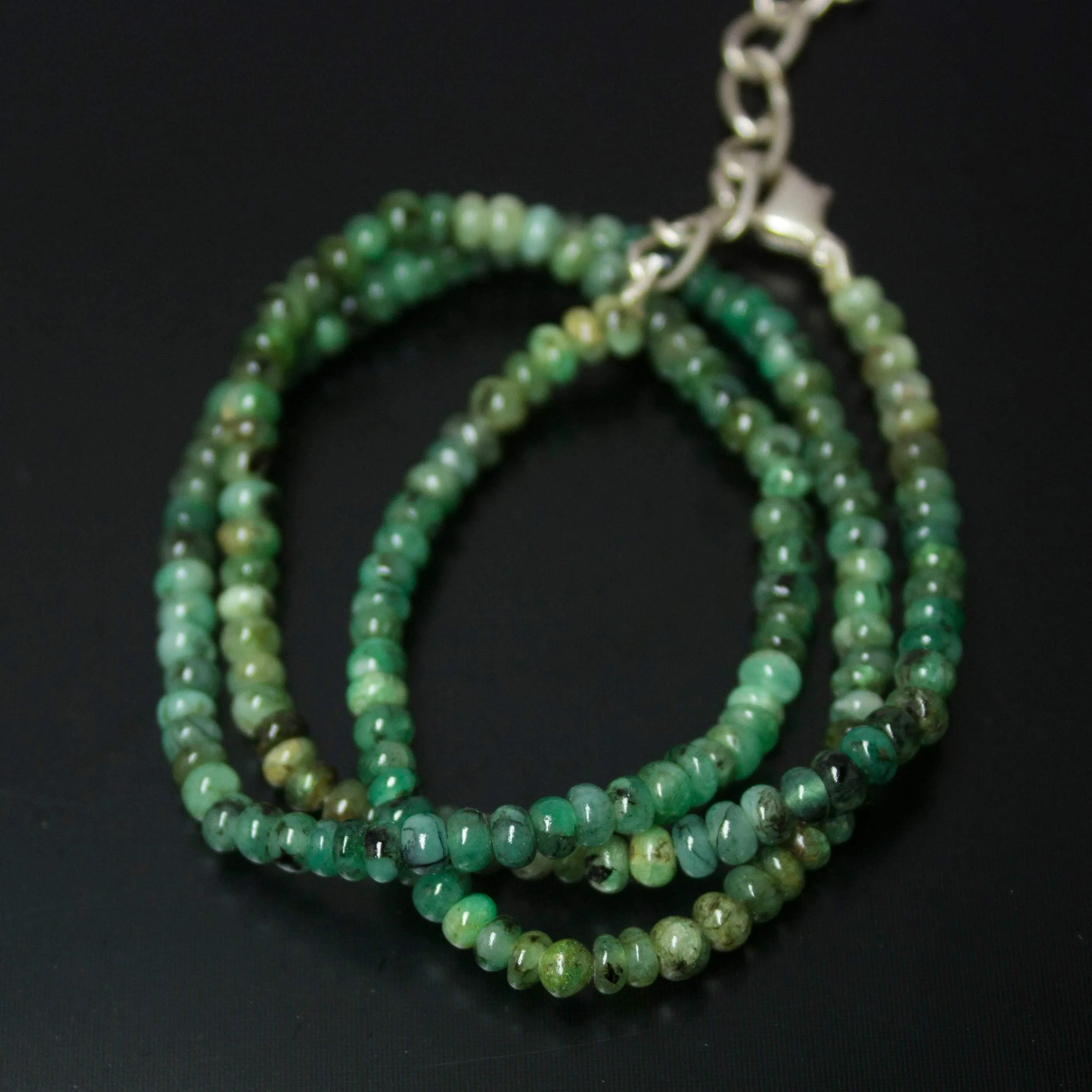Natural Green Emerald Smooth Rondelle Necklace 3mm 4mm 18inches