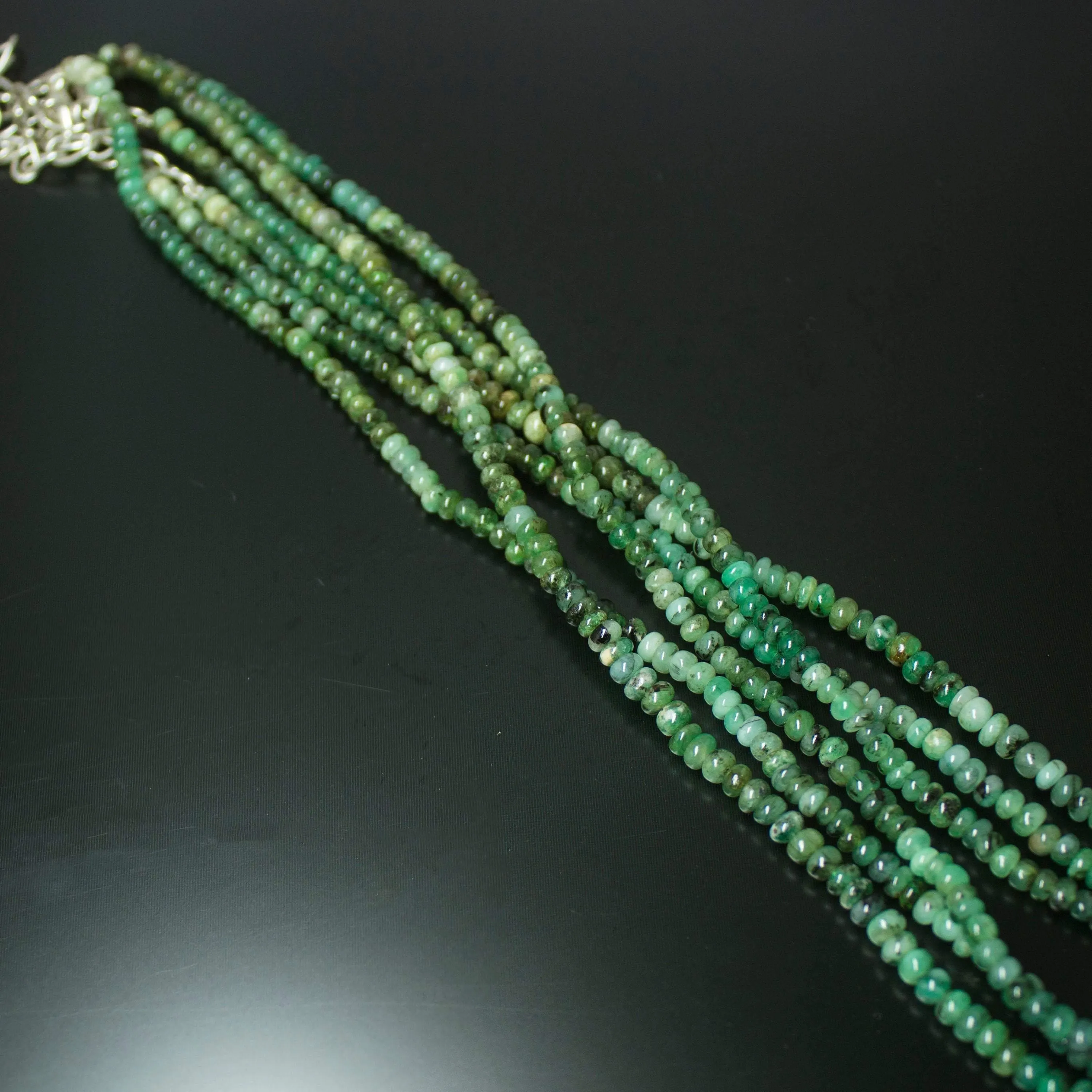 Natural Green Emerald Smooth Rondelle Necklace 3mm 4mm 18inches