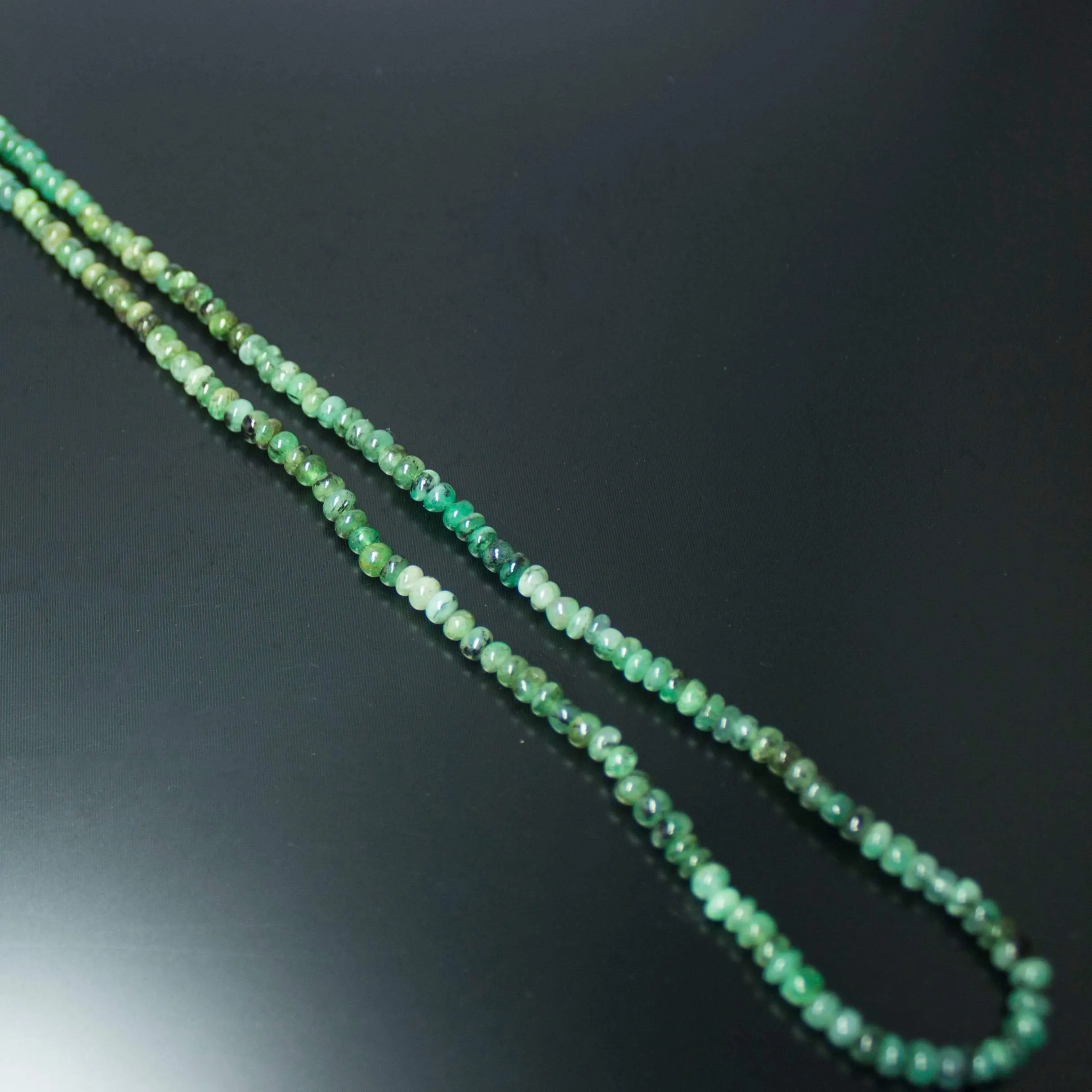 Natural Green Emerald Smooth Rondelle Necklace 3mm 4mm 18inches