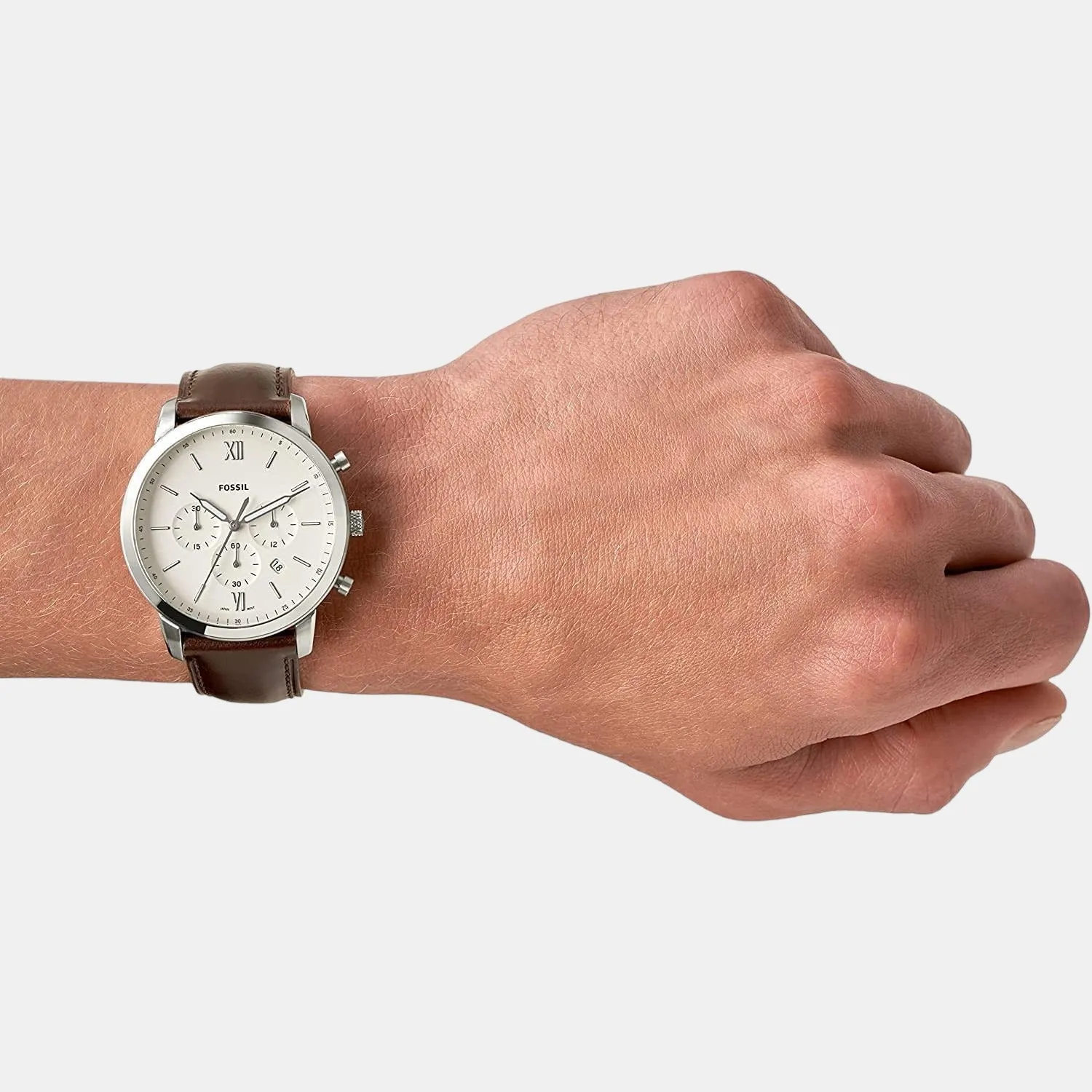 Neutra Men Quartz Cream Dial Chronograph Leather Watch FS5380