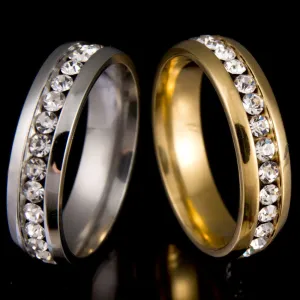 Never Fade 18k Gold Plated 316l Stainless Steel Ring Titanium Steel Engagement Wedding Ring