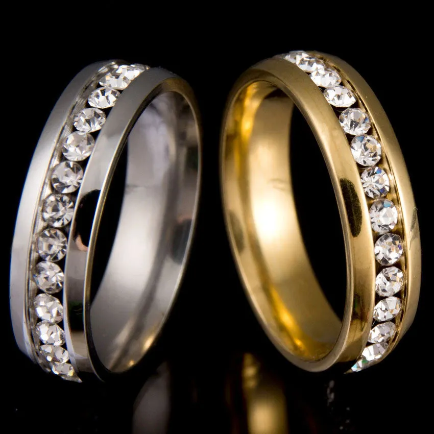 Never Fade 18k Gold Plated 316l Stainless Steel Ring Titanium Steel Engagement Wedding Ring