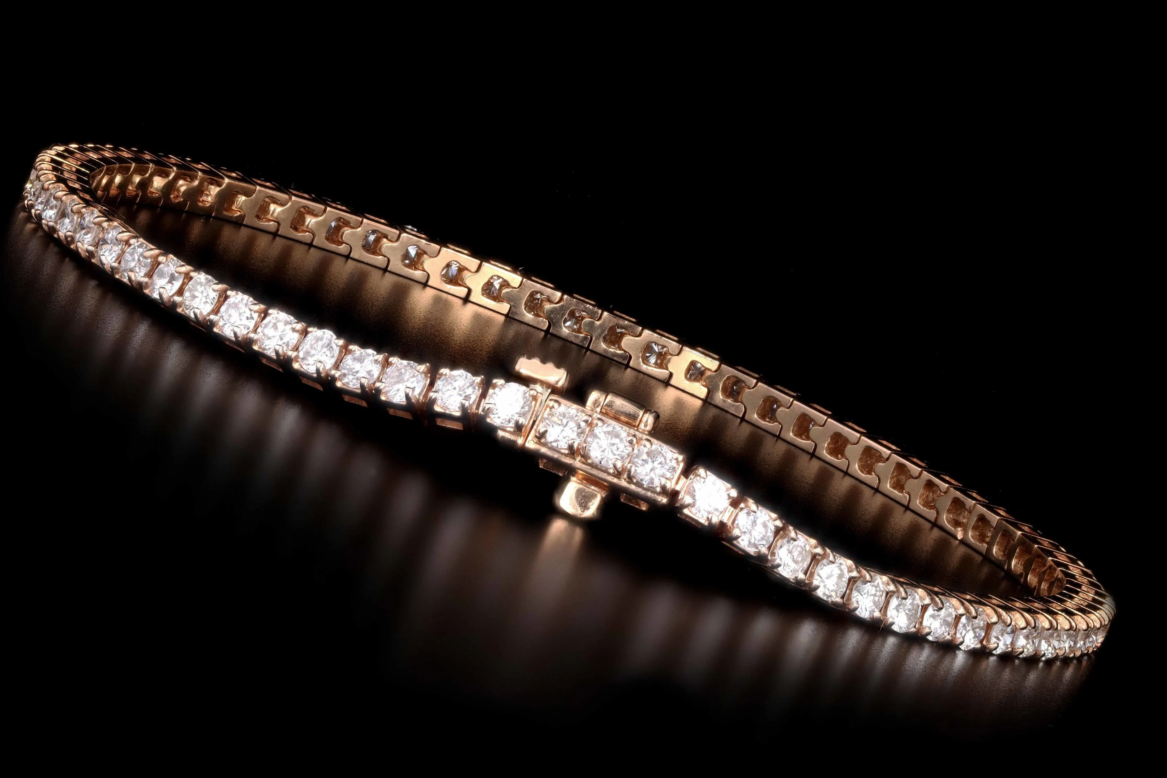 New 14K Rose Gold 2.98 Carats in Total Diamond Tennis Bracelet