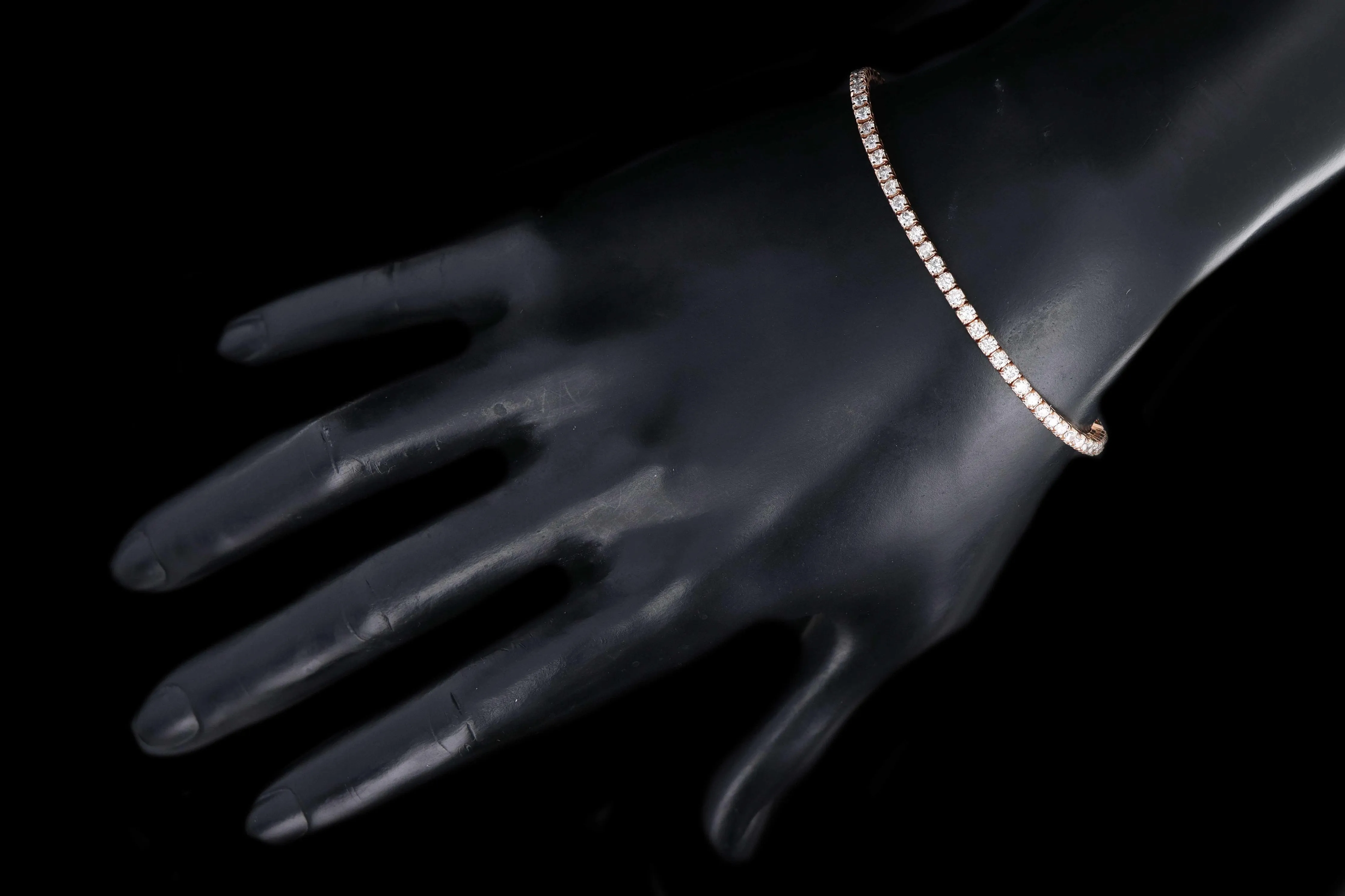 New 14K Rose Gold 2.98 Carats in Total Diamond Tennis Bracelet