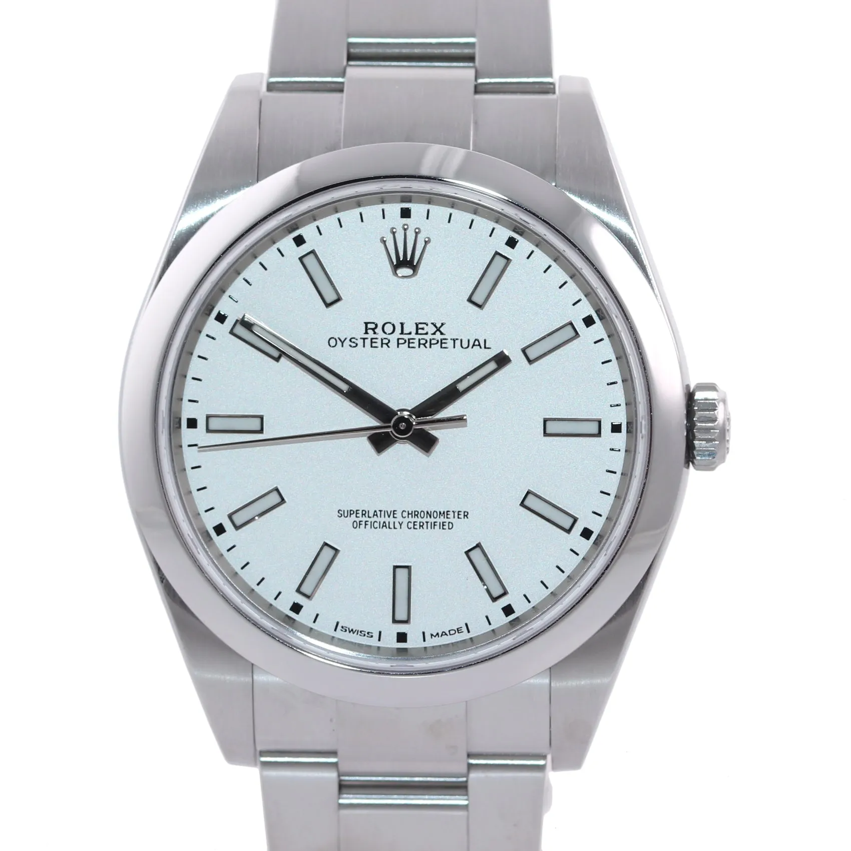 NEW 2019 PAPERS Rolex Oyster Perpetual Steel 39mm White Dial 114300 Watch Box