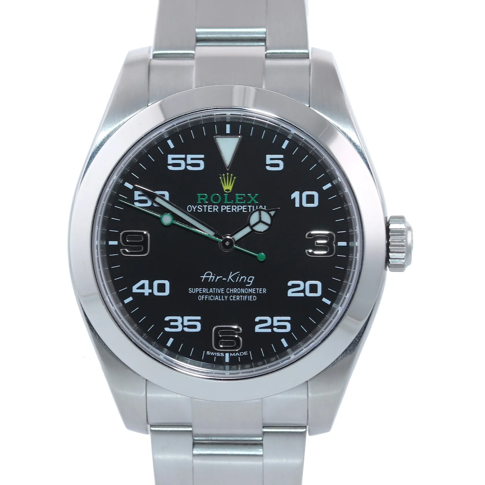 NEW 2020 Rolex Air-King 116900 Green Arabic Black Dial 40mm Steel Watch Box