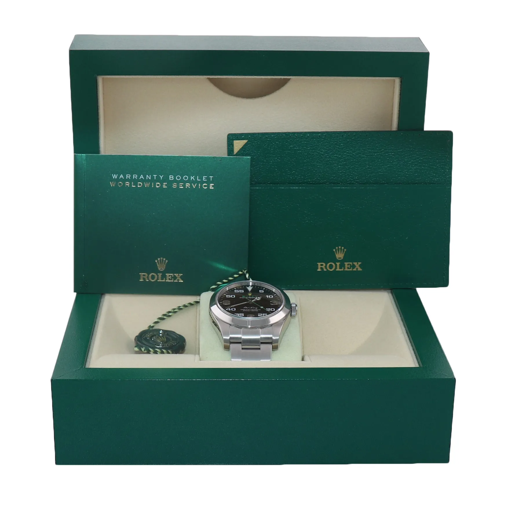 NEW 2020 Rolex Air-King 116900 Green Arabic Black Dial 40mm Steel Watch Box