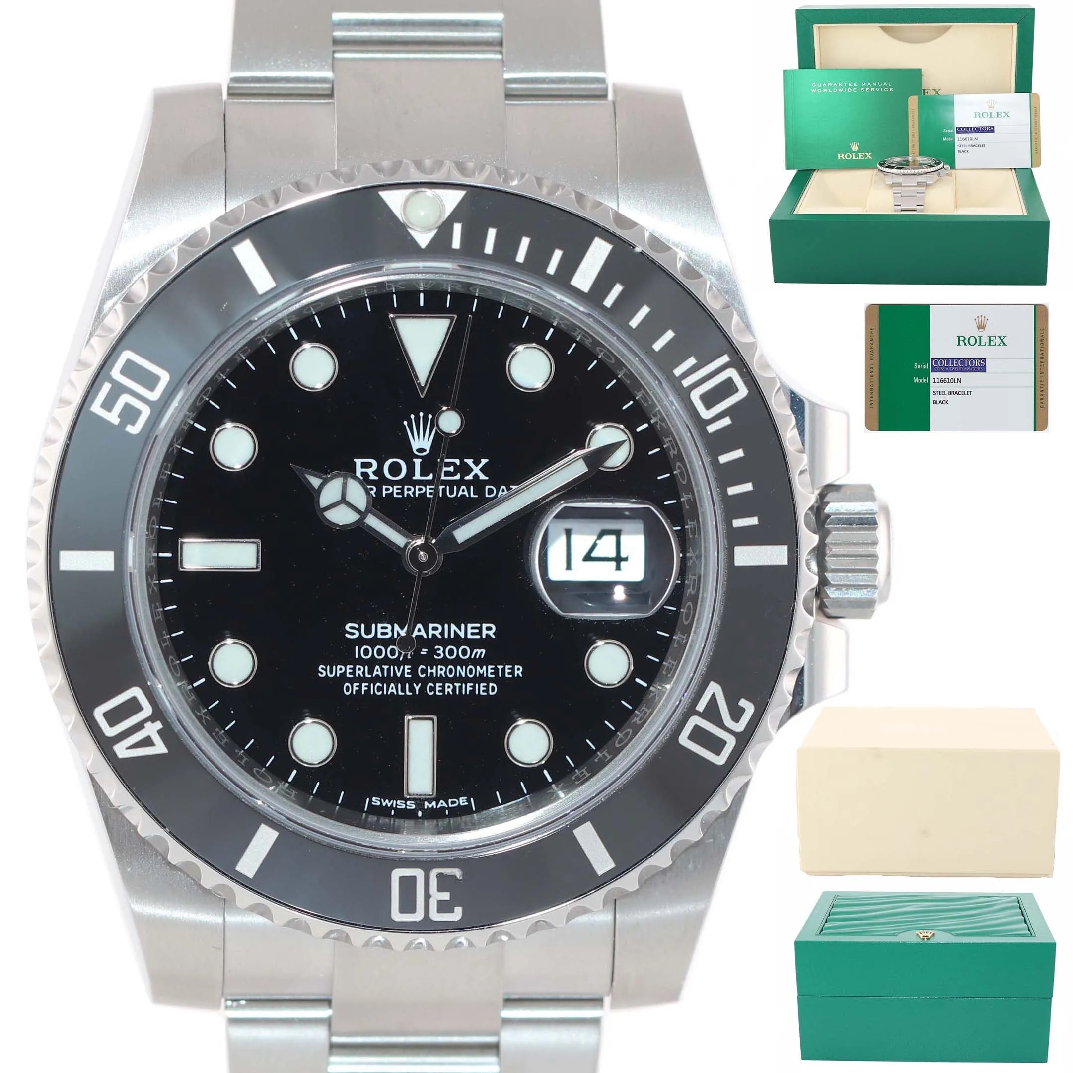 NEW PAPERS 2020 Rolex Submariner 116610 Steel Black Ceramic 40mm Watch Box