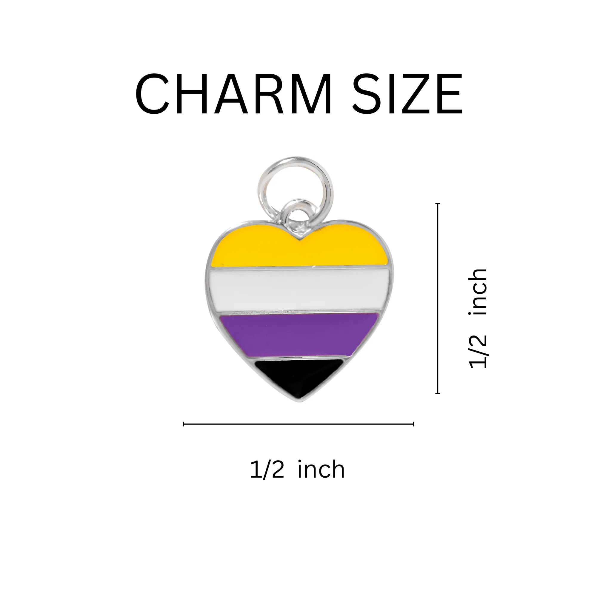 Nonbinary Flag Heart Charm Black Cord Necklaces ()