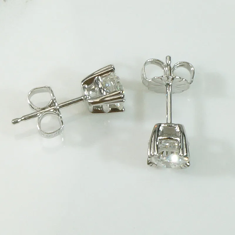 Old Euro Diamond Studs in Platinum