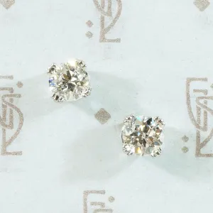 Old Euro Diamond Studs in Platinum