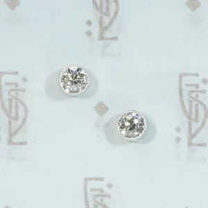 Old Mine Cut Diamonds in Platinum Stud Earrings