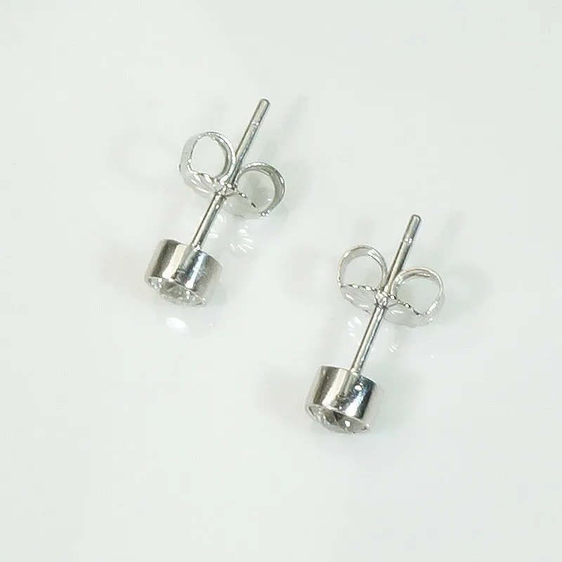 Old Mine Cut Diamonds in Platinum Stud Earrings