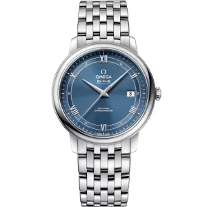 Omega DeVille Prestige Silver Stainless Steel Navy Blue Dial Automatic Watch for Gents - 424.10.40.20.03.002