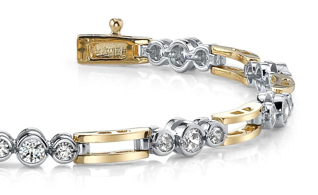 Open Link Diamond Trio Diamond Bracelet with 2.00 ct.(finished) 2.6mm, 3.3mm