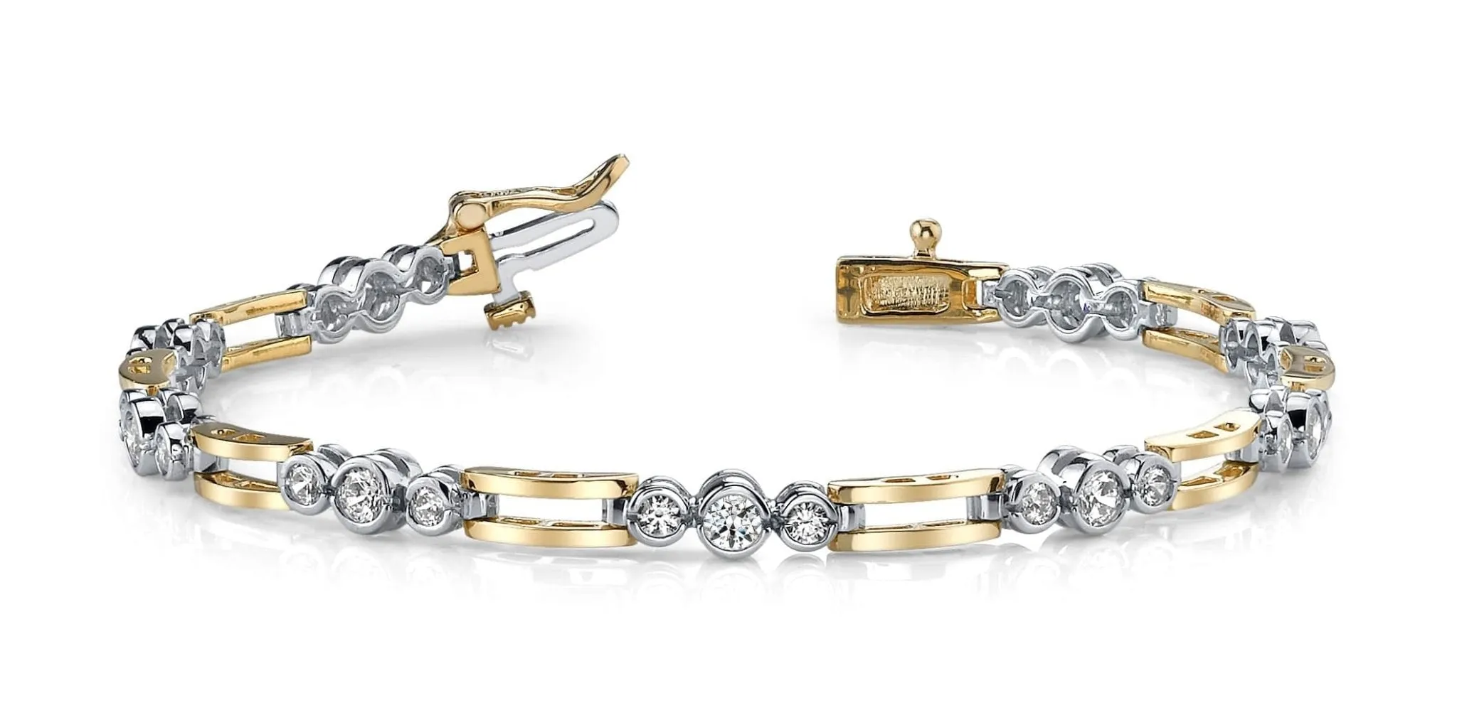Open Link Diamond Trio Diamond Bracelet with 2.00 ct.(finished) 2.6mm, 3.3mm