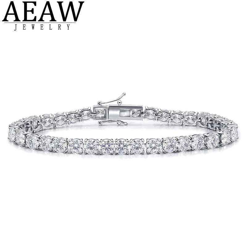 Original AEAW Platinum Plated Silver 12.4CTW 18CM Length 4mm F Near Colorless Moissanite Tennis Bracelet for Women
