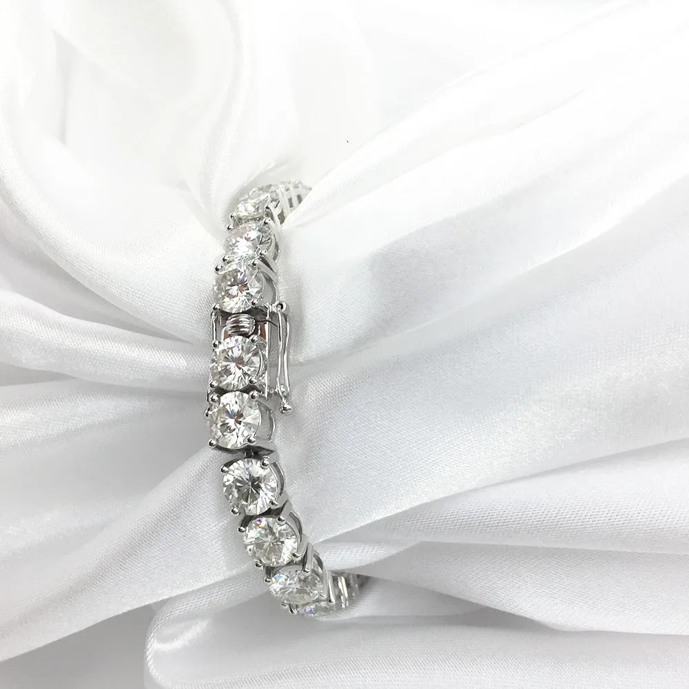 Original AEAW Platinum Plated Silver 12.4CTW 18CM Length 4mm F Near Colorless Moissanite Tennis Bracelet for Women