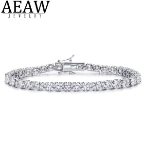 Original AEAW Platinum Plated Silver 12.4CTW 18CM Length 4mm F Near Colorless Moissanite Tennis Bracelet for Women