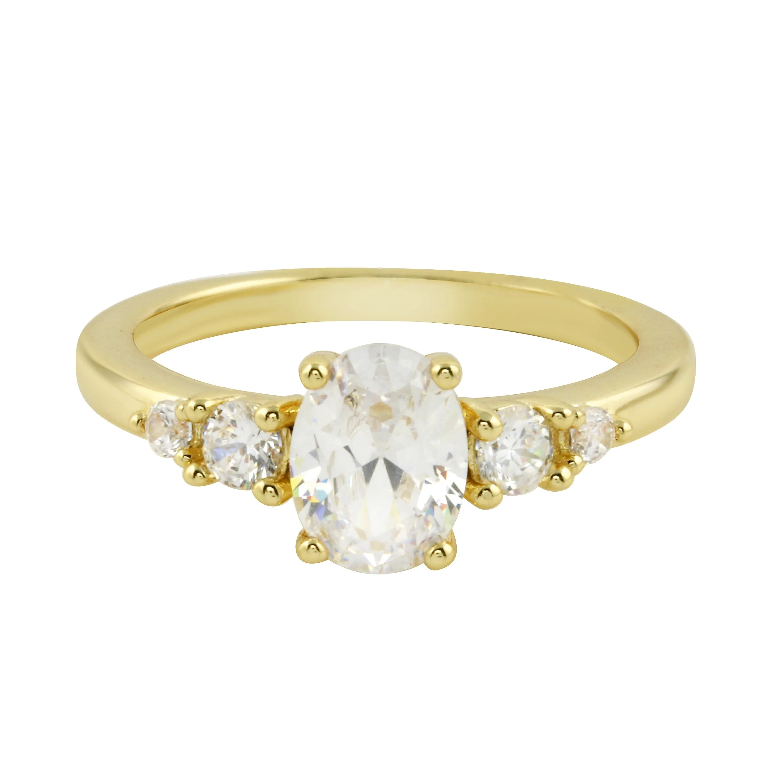 Oval and Round Diamond Five Stone Graduated Engagement Ring Setting
