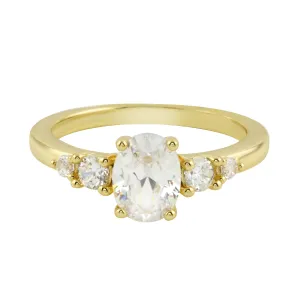 Oval and Round Diamond Five Stone Graduated Engagement Ring Setting