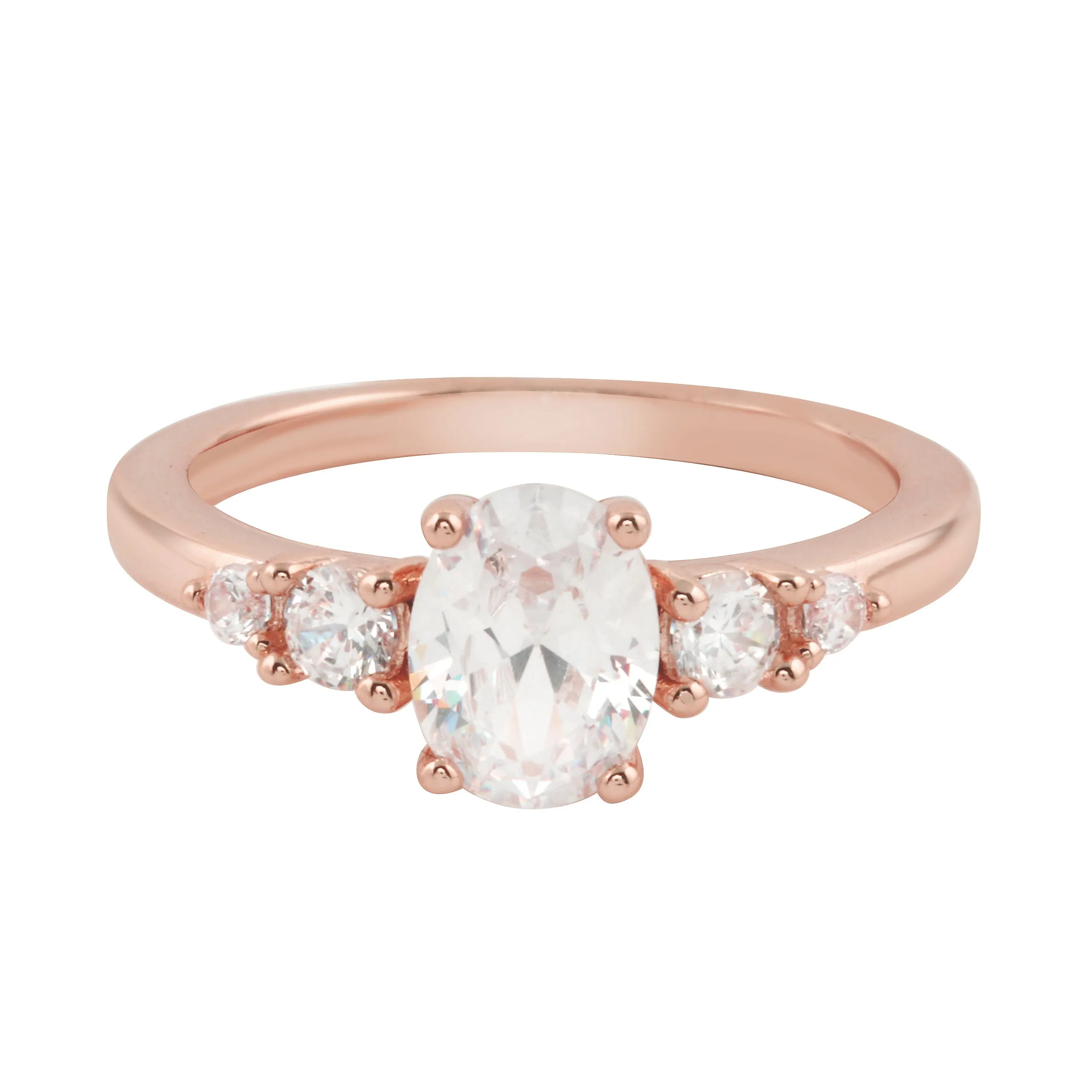 Oval and Round Diamond Five Stone Graduated Engagement Ring Setting