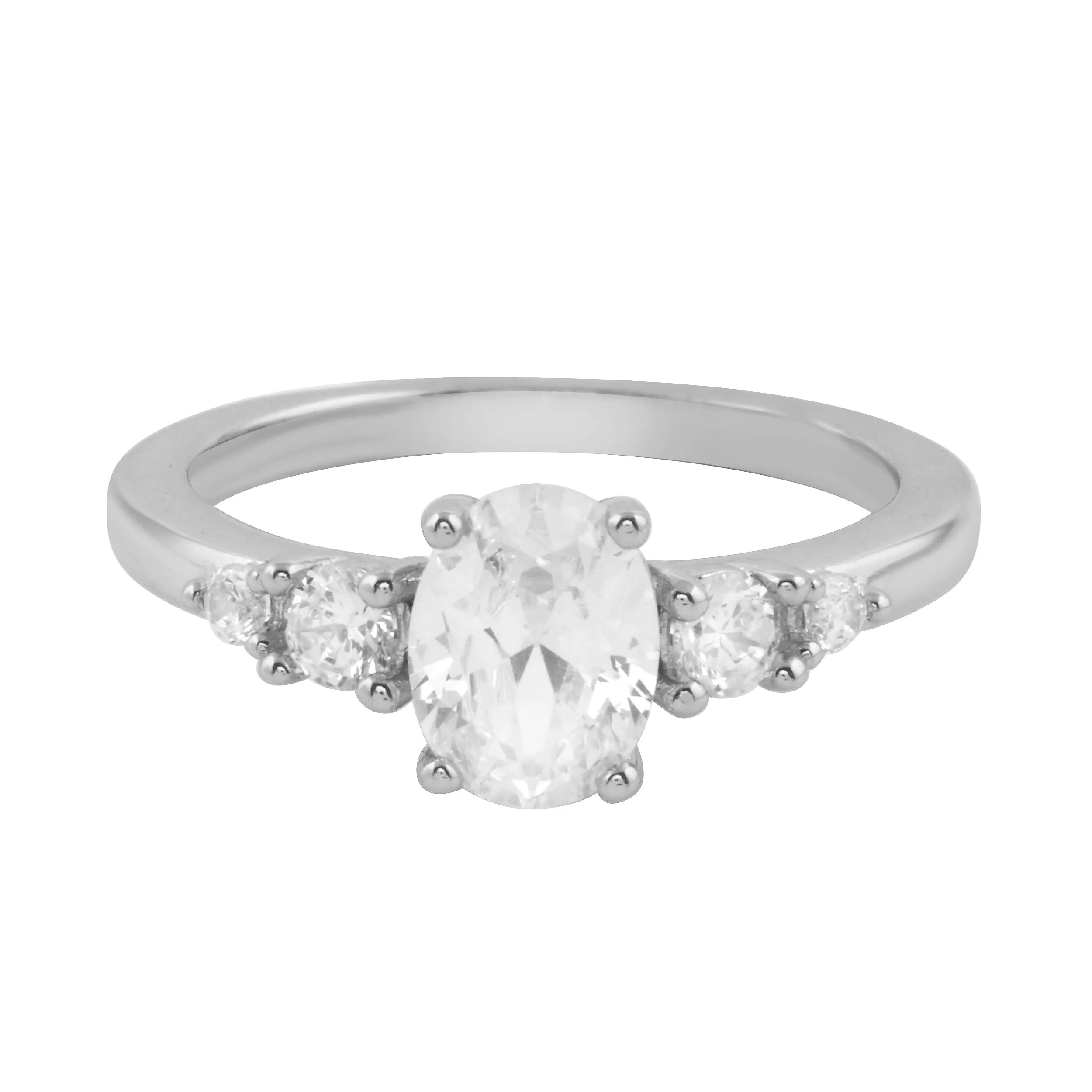 Oval and Round Diamond Five Stone Graduated Engagement Ring Setting