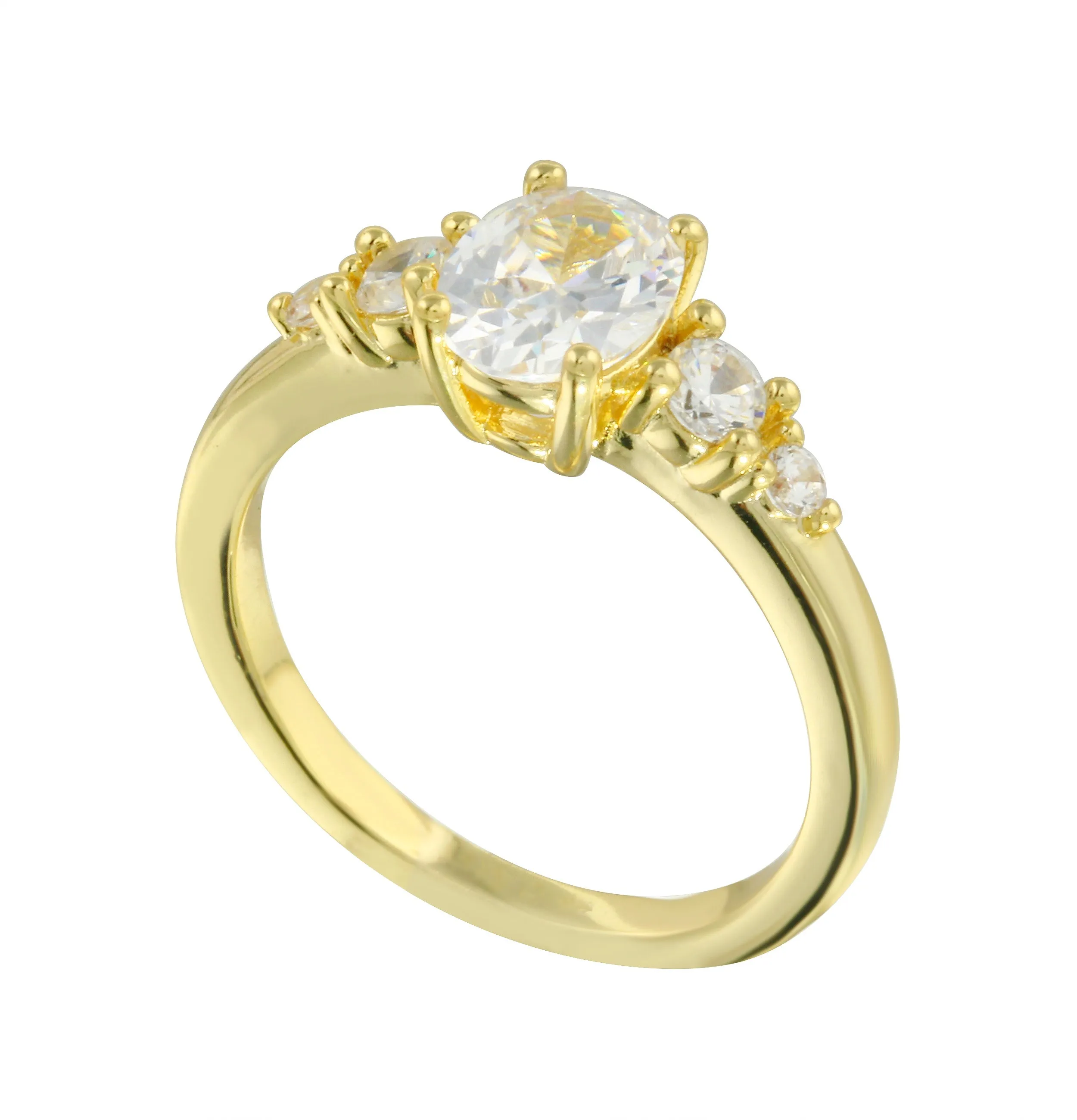 Oval and Round Diamond Five Stone Graduated Engagement Ring Setting