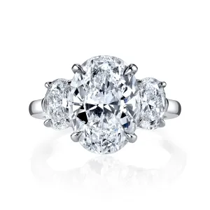 Oval Cut 3.02 ct Platinum Three Stone Diamond Ring