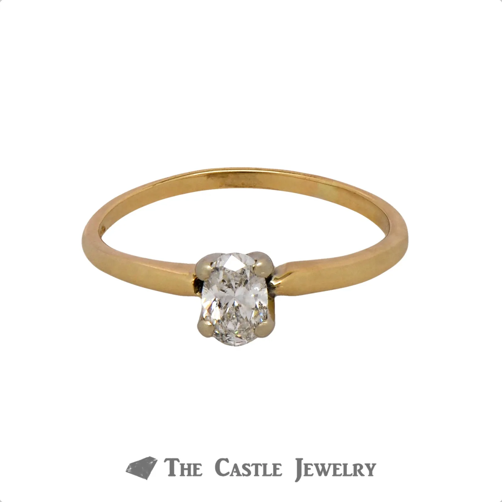 Oval Cut .45ct Diamond Solitaire Engagement Ring in 14k Yellow Gold