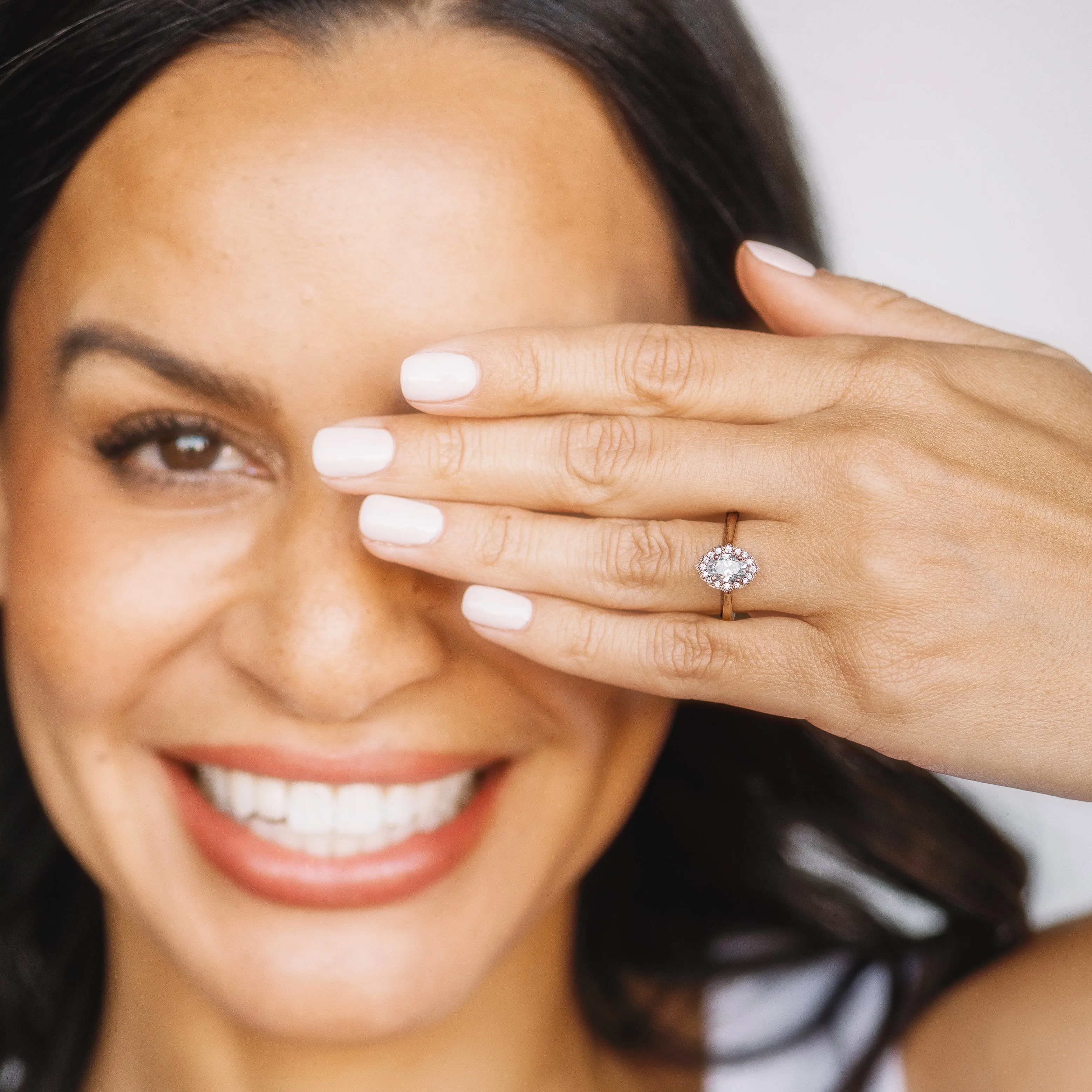Oval Diamond and Scalloped Halo Engagement Ring Setting