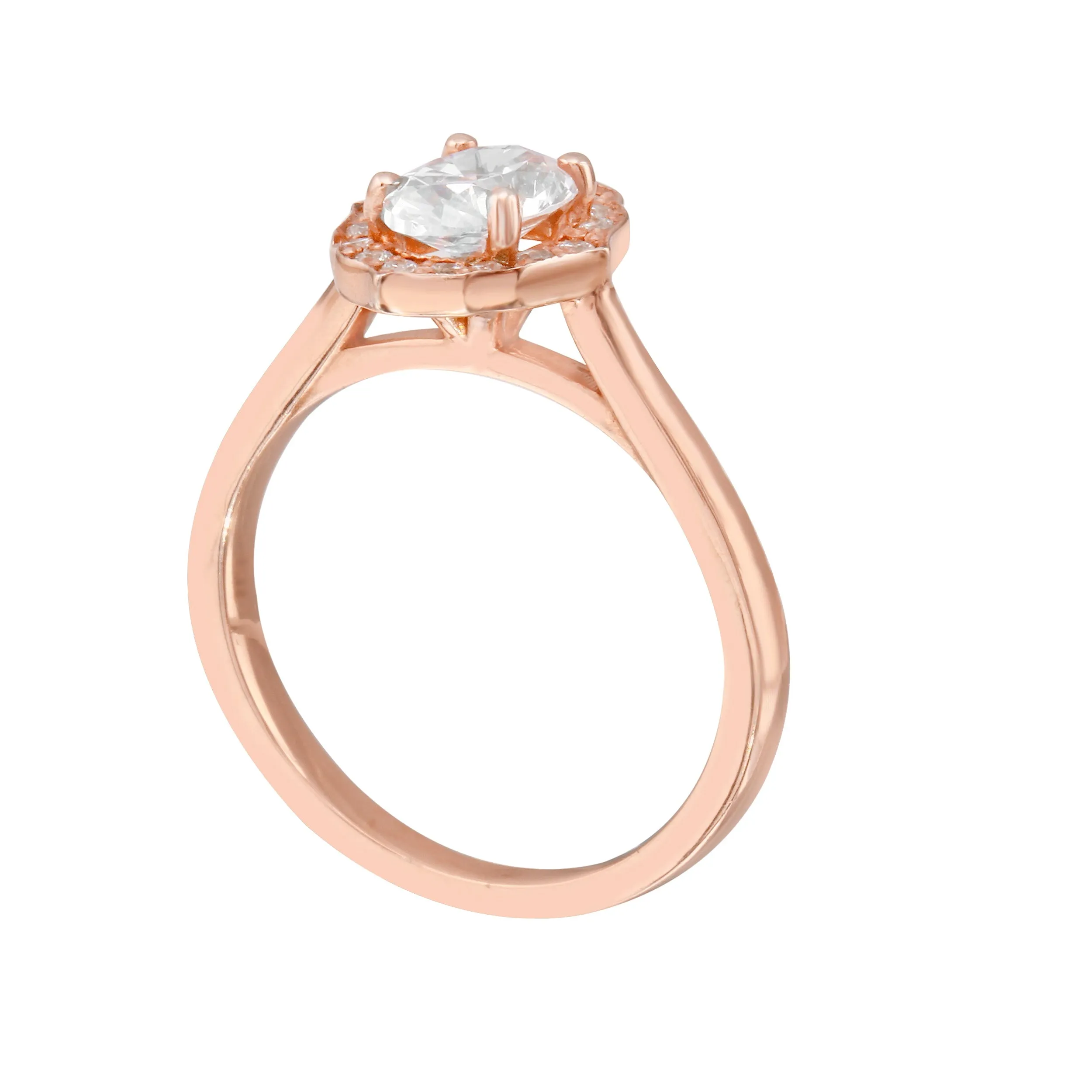 Oval Diamond and Scalloped Halo Engagement Ring Setting