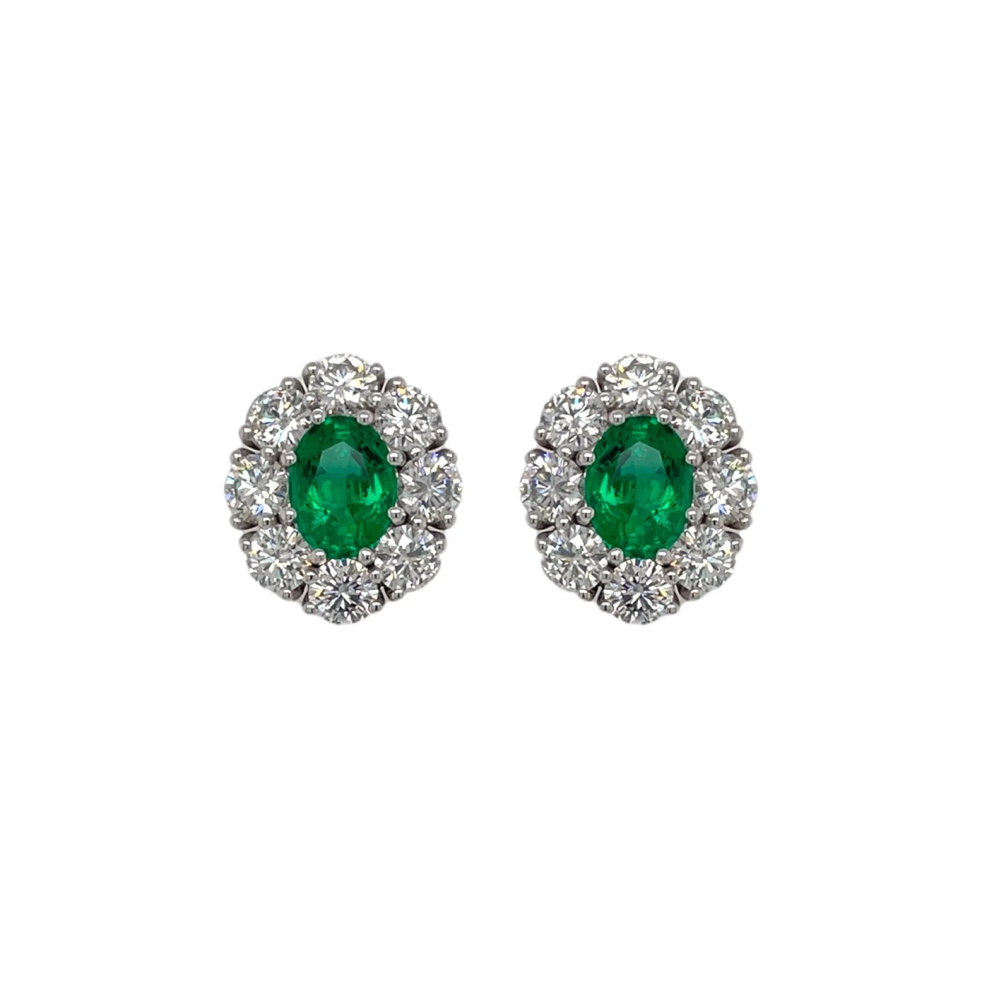 Oval Emerald Halo Earring