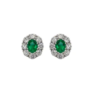 Oval Emerald Halo Earring