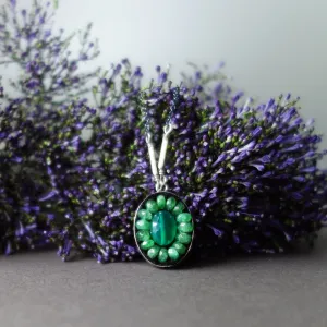 Oval Emerald Mosaic Long Necklace