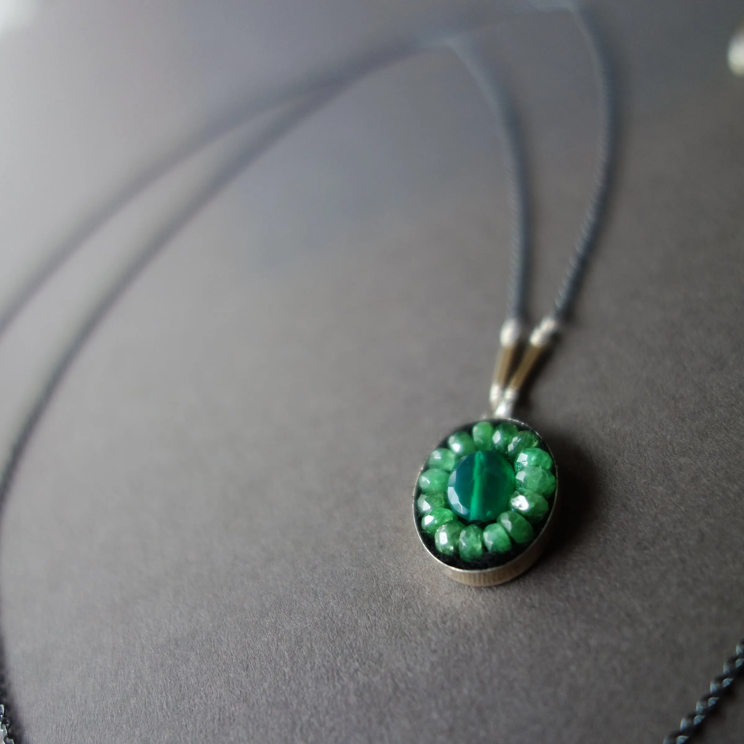 Oval Emerald Mosaic Long Necklace
