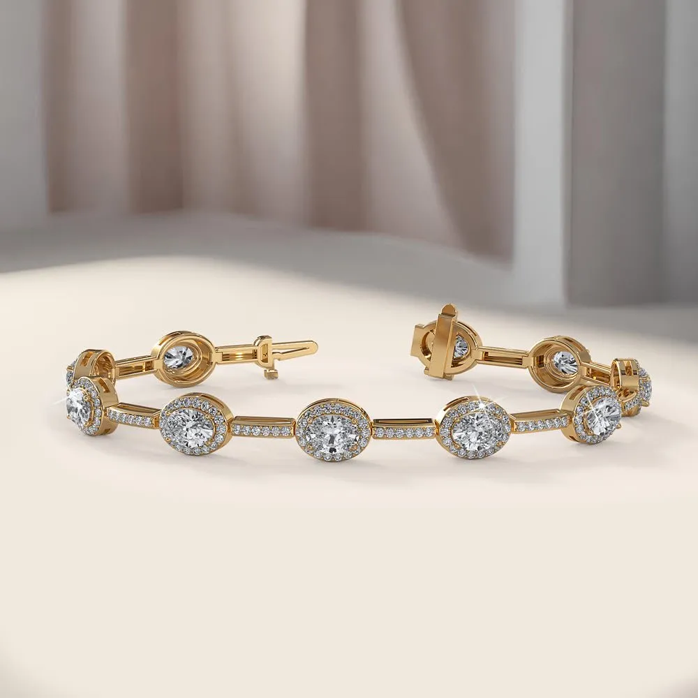 Oval Halo Diamond Bracelet with 5.64 ct.(finished) 5x3mm, 1.1mm