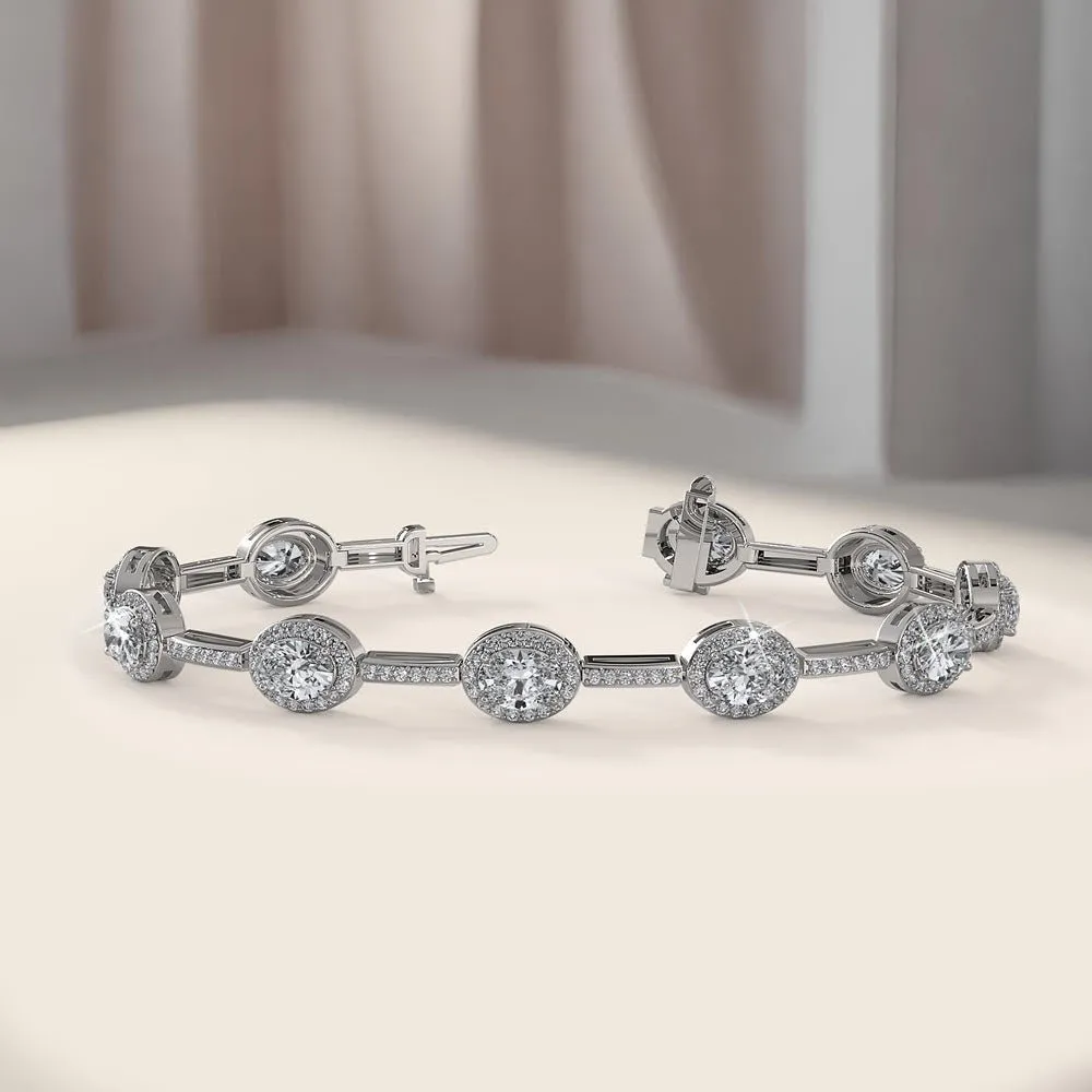 Oval Halo Diamond Bracelet with 5.64 ct.(finished) 5x3mm, 1.1mm