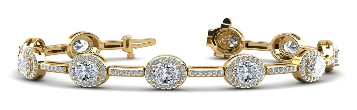 Oval Halo Diamond Bracelet with 5.64 ct.(finished) 5x3mm, 1.1mm