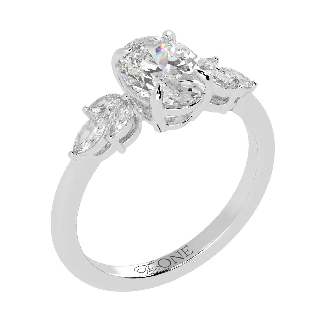 Oval Marquise with Marquise Accents Engagement Ring